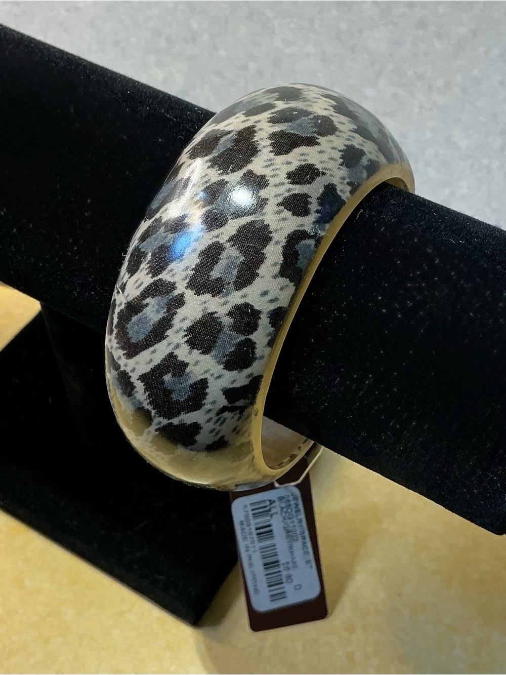 Chunky Wide Leopard Print Plastic Bangle Autumn Colors